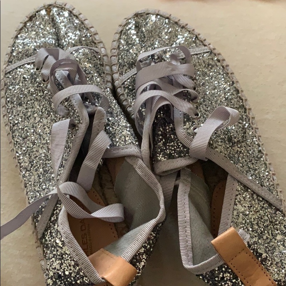 Charles David silver glitter espadrille shoes